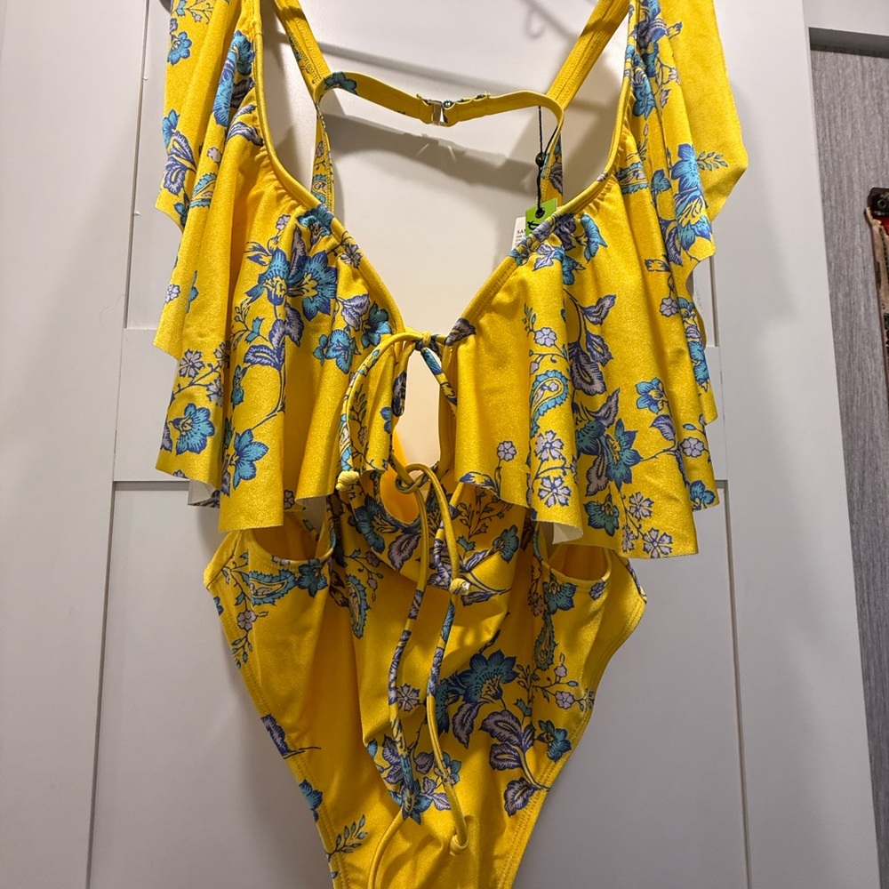 Sam Edelman Yellow Flora Monokini size Large, NWT! - Picture 6 of 14